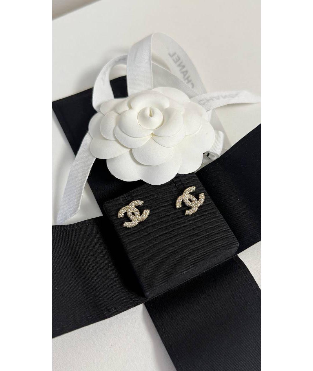 CHANEL Золотые латунные серьги, фото 3