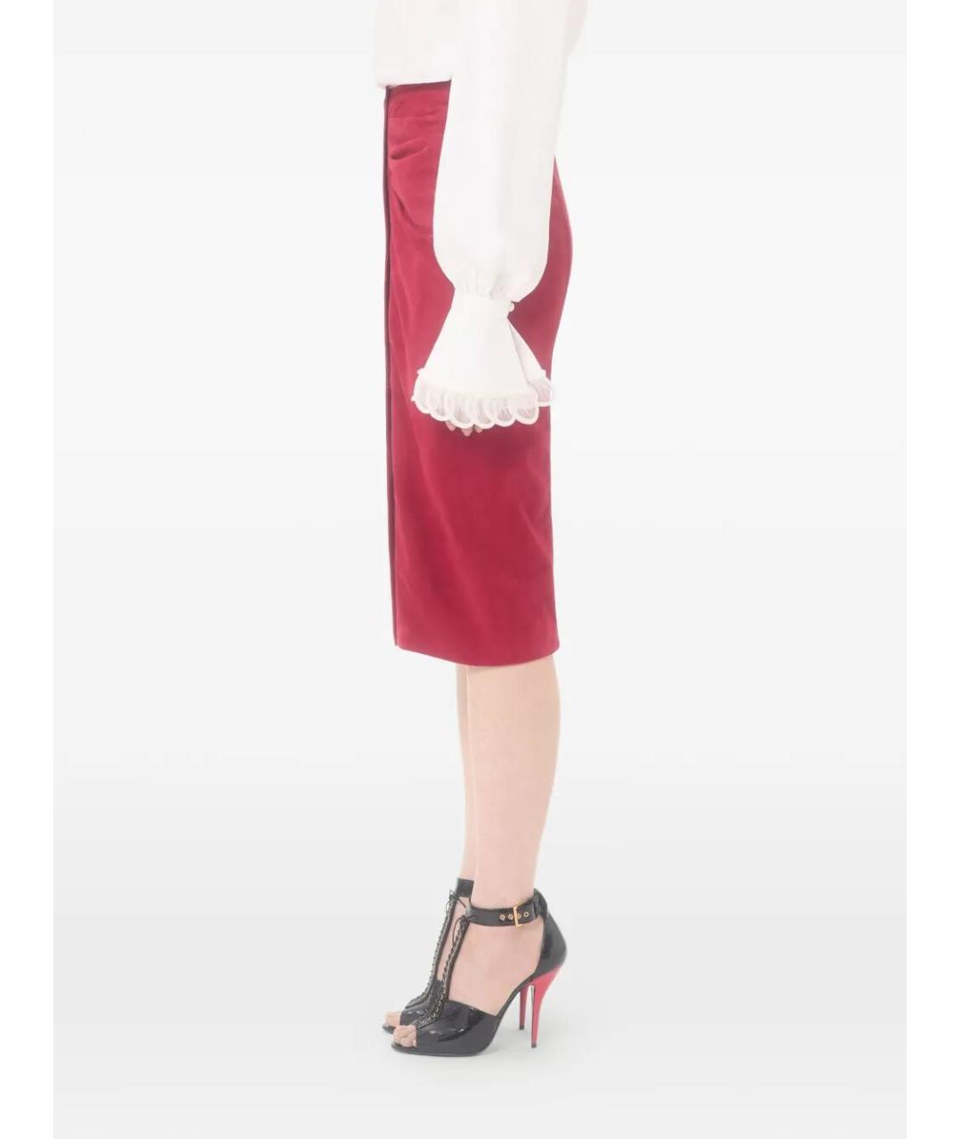 VALENTINO Красная кожаная юбка миди, фото 6