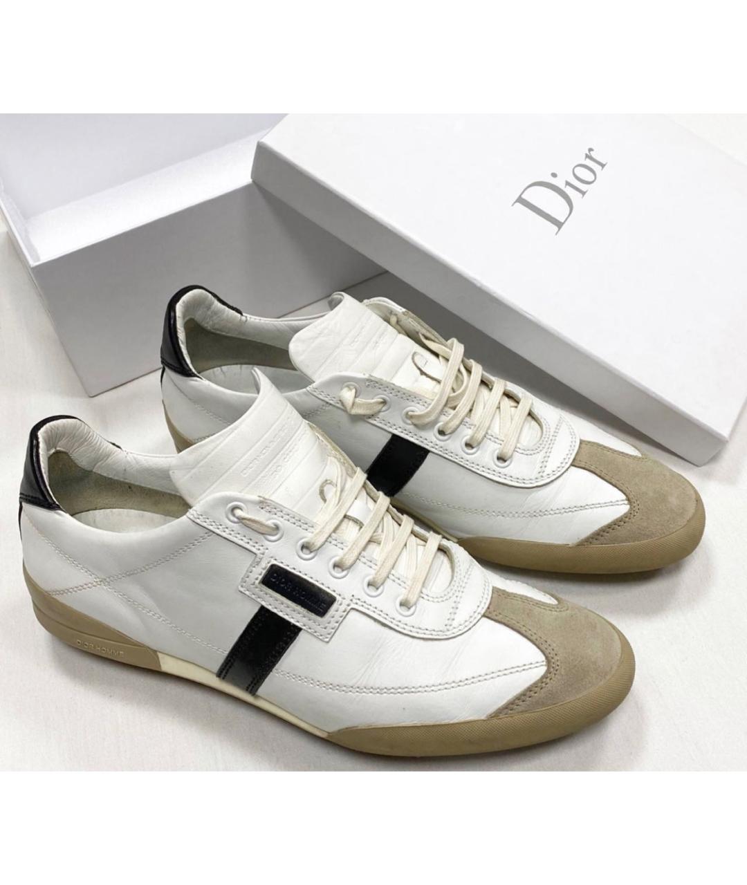 CHRISTIAN DIOR Белые кожаные низкие кроссовки / кеды, фото 2