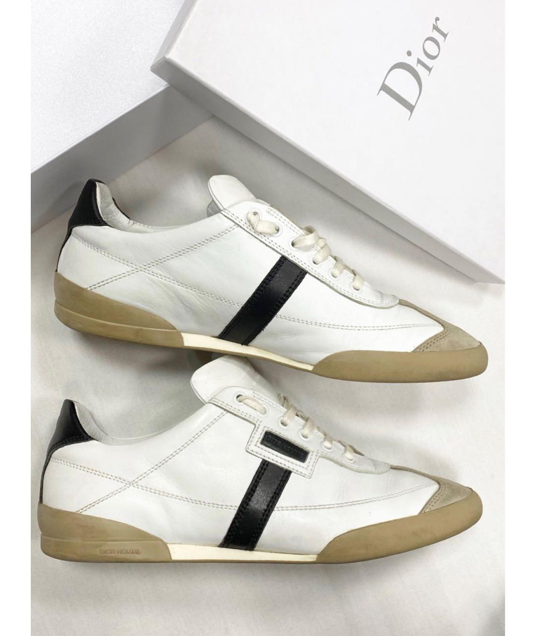 CHRISTIAN DIOR Белые кожаные низкие кроссовки / кеды, фото 4