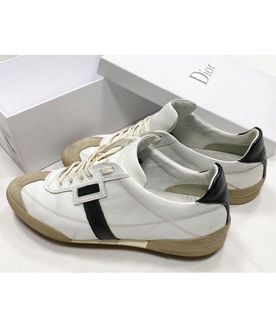 CHRISTIAN DIOR Белые кожаные низкие кроссовки / кеды, фото 3