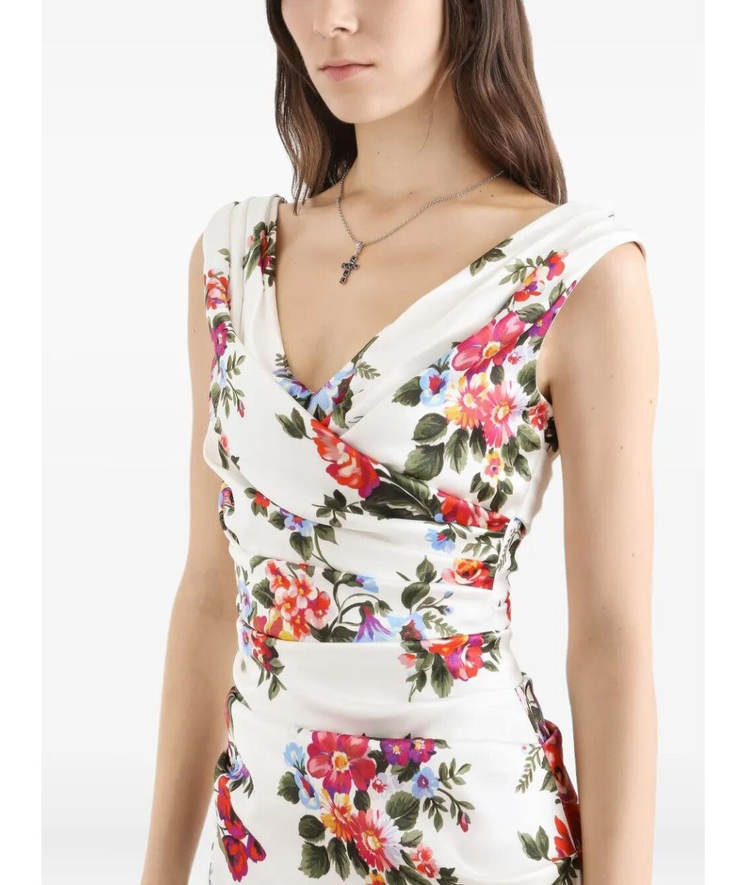 DOLCE&GABBANA Белое вискозное коктейльное платье, фото 4