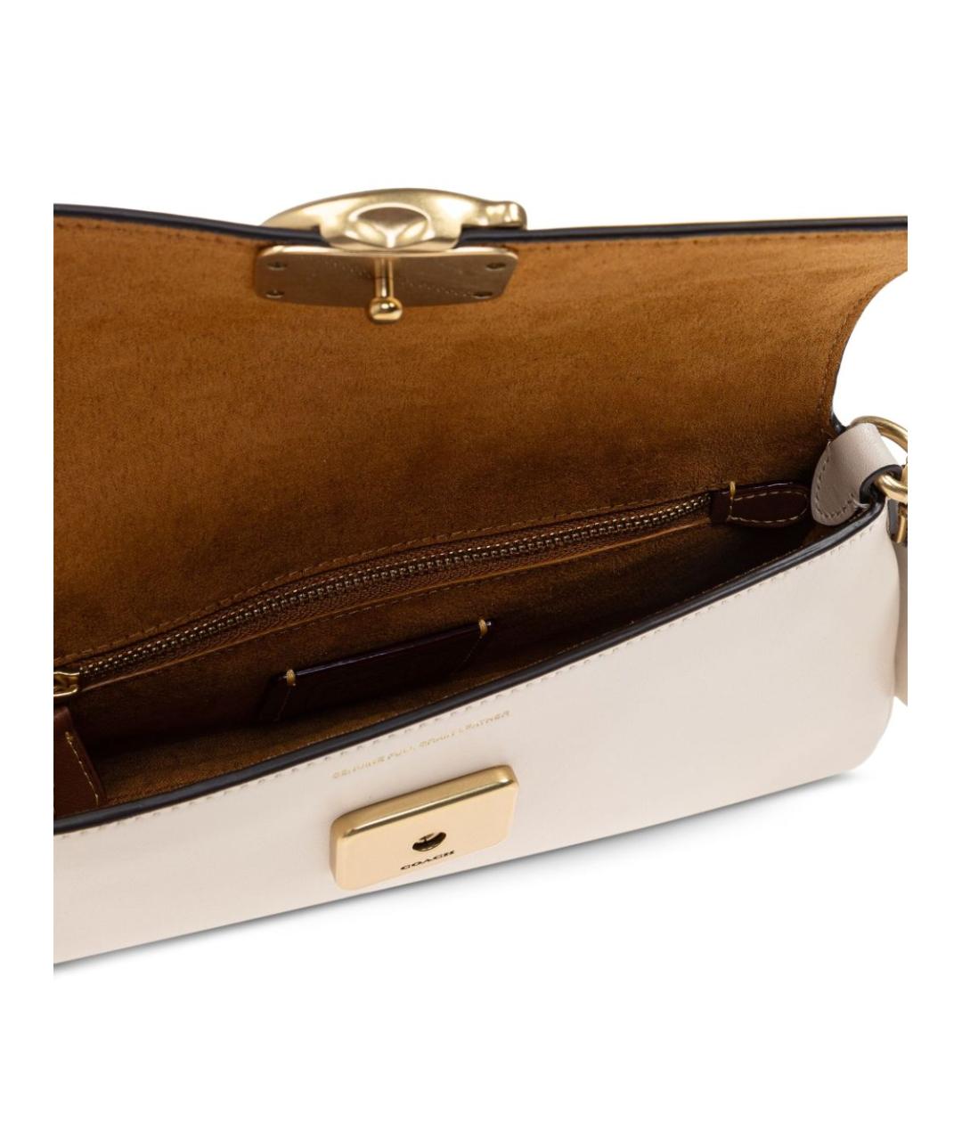 COACH Белая кожаная сумка через плечо, фото 4