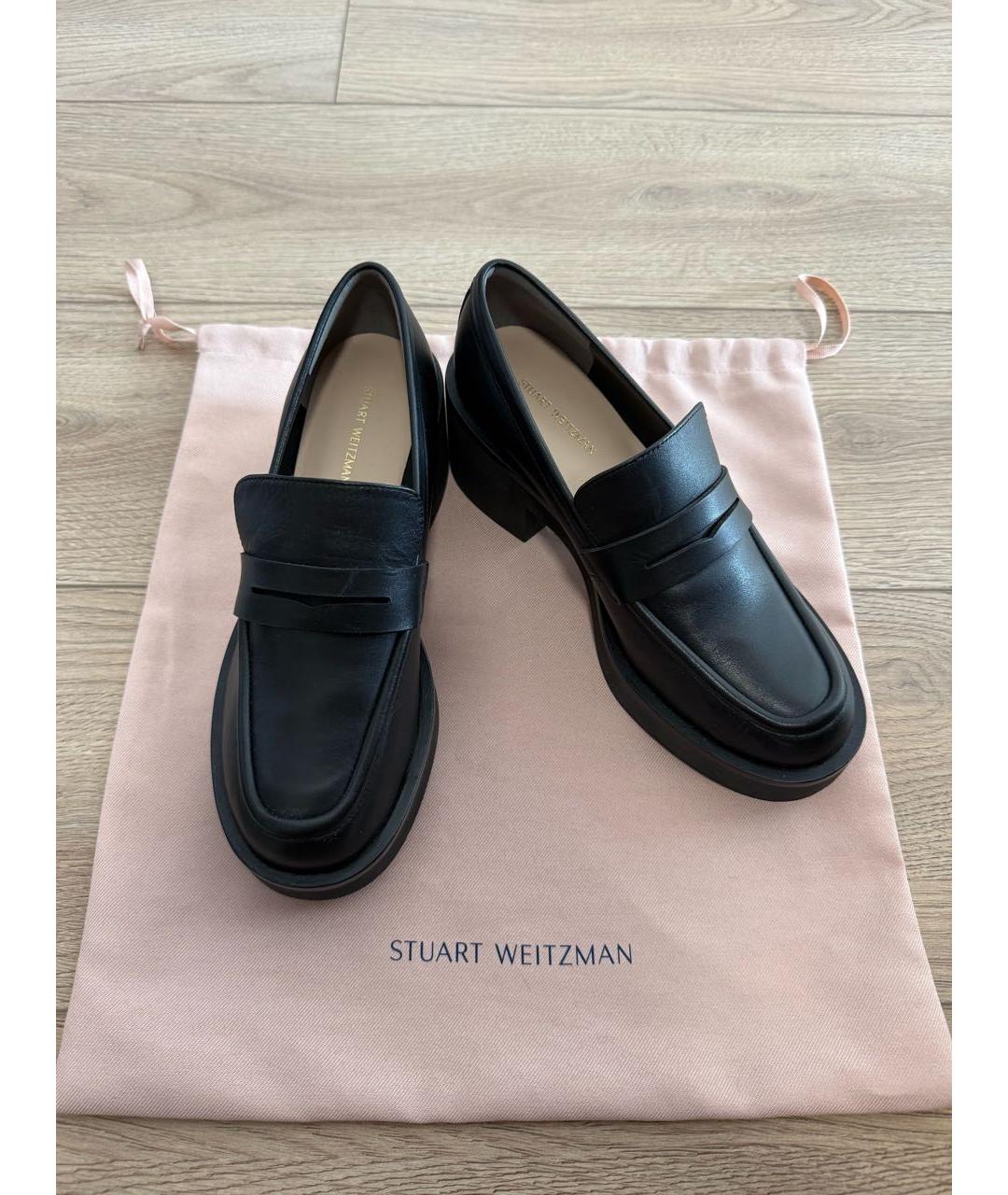 STUART WEITZMAN Черные кожаные лоферы, фото 5
