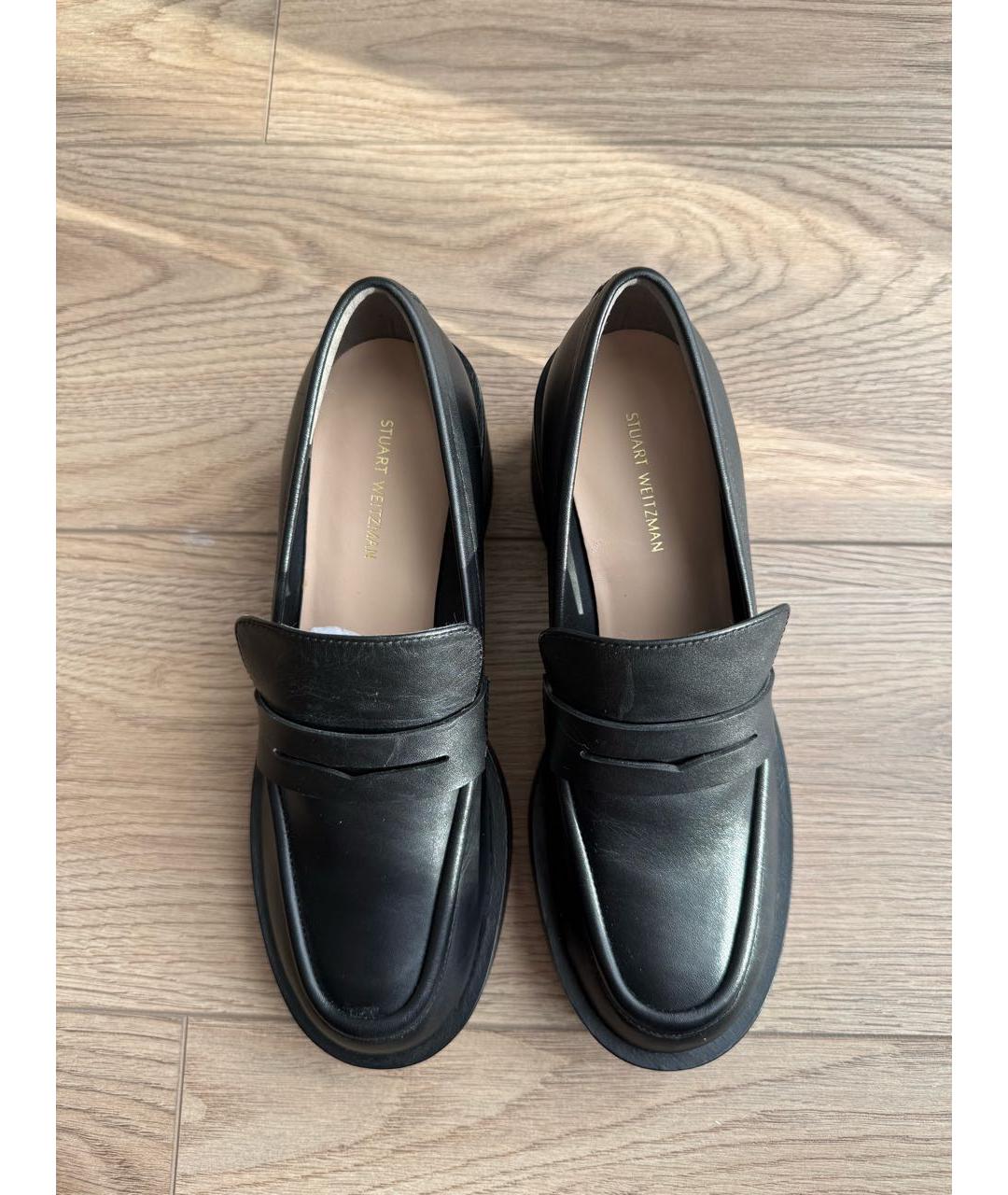 STUART WEITZMAN Черные кожаные лоферы, фото 2