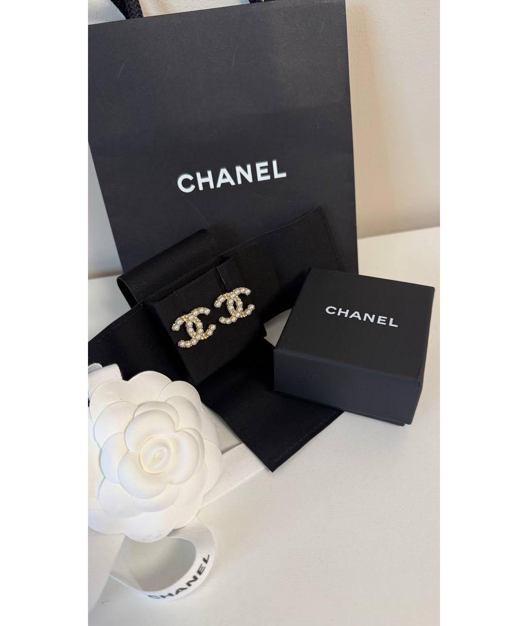 CHANEL Золотые латунные серьги, фото 3