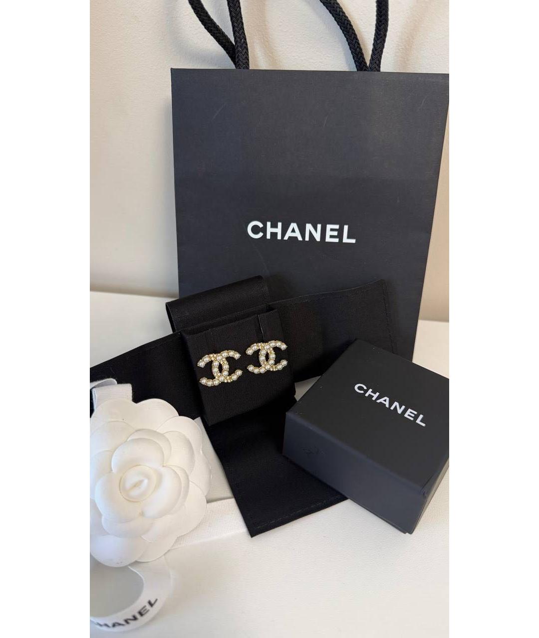 CHANEL Золотые латунные серьги, фото 4