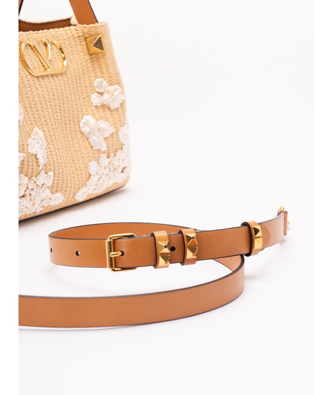 VALENTINO Бежевая пелетеная сумка тоут, фото 4