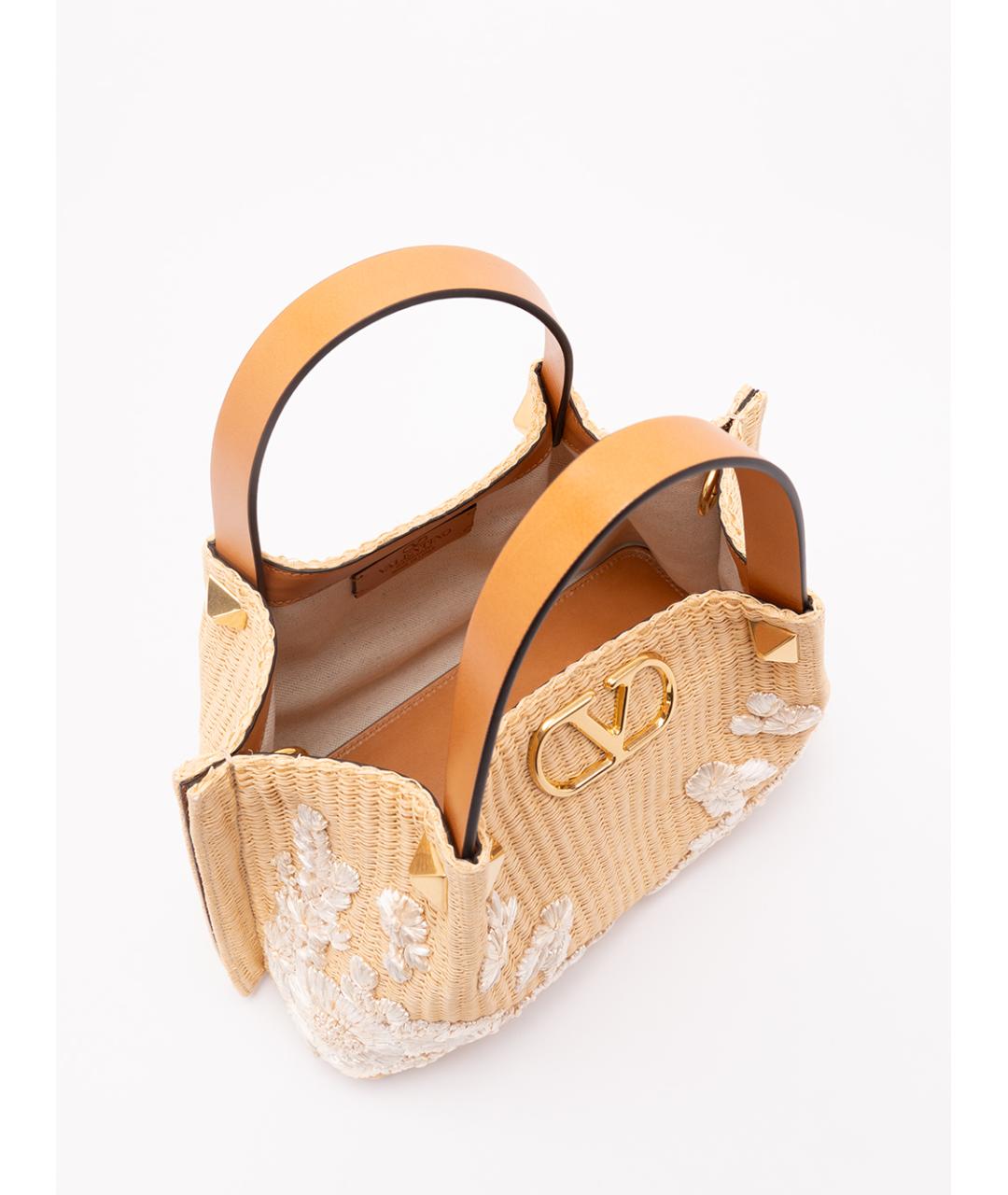 VALENTINO Бежевая пелетеная сумка тоут, фото 6