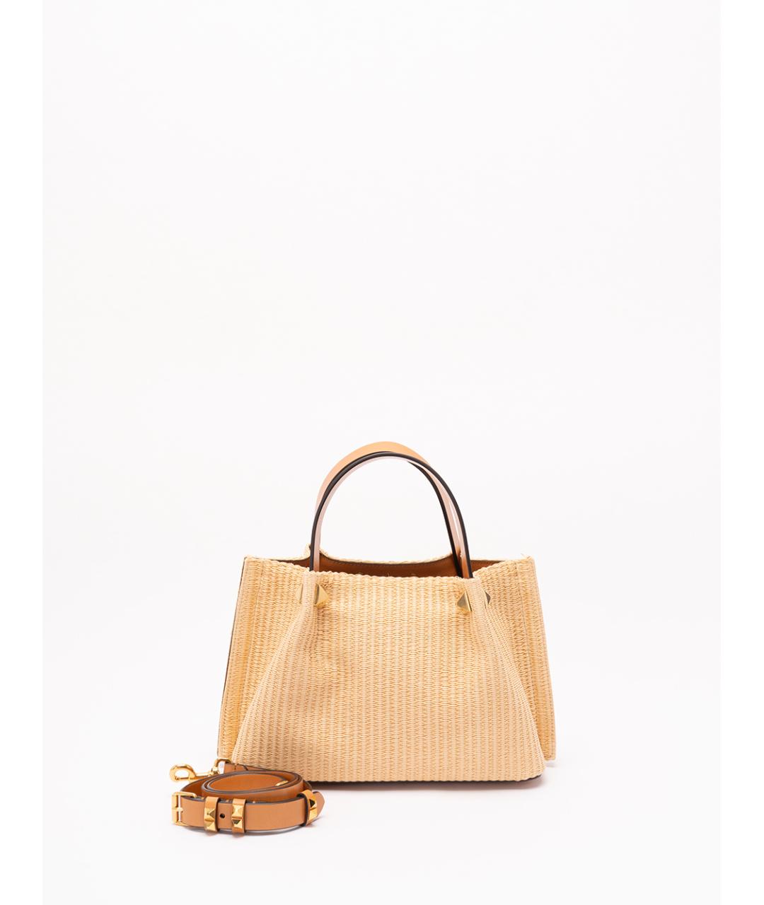 VALENTINO Бежевая пелетеная сумка тоут, фото 2