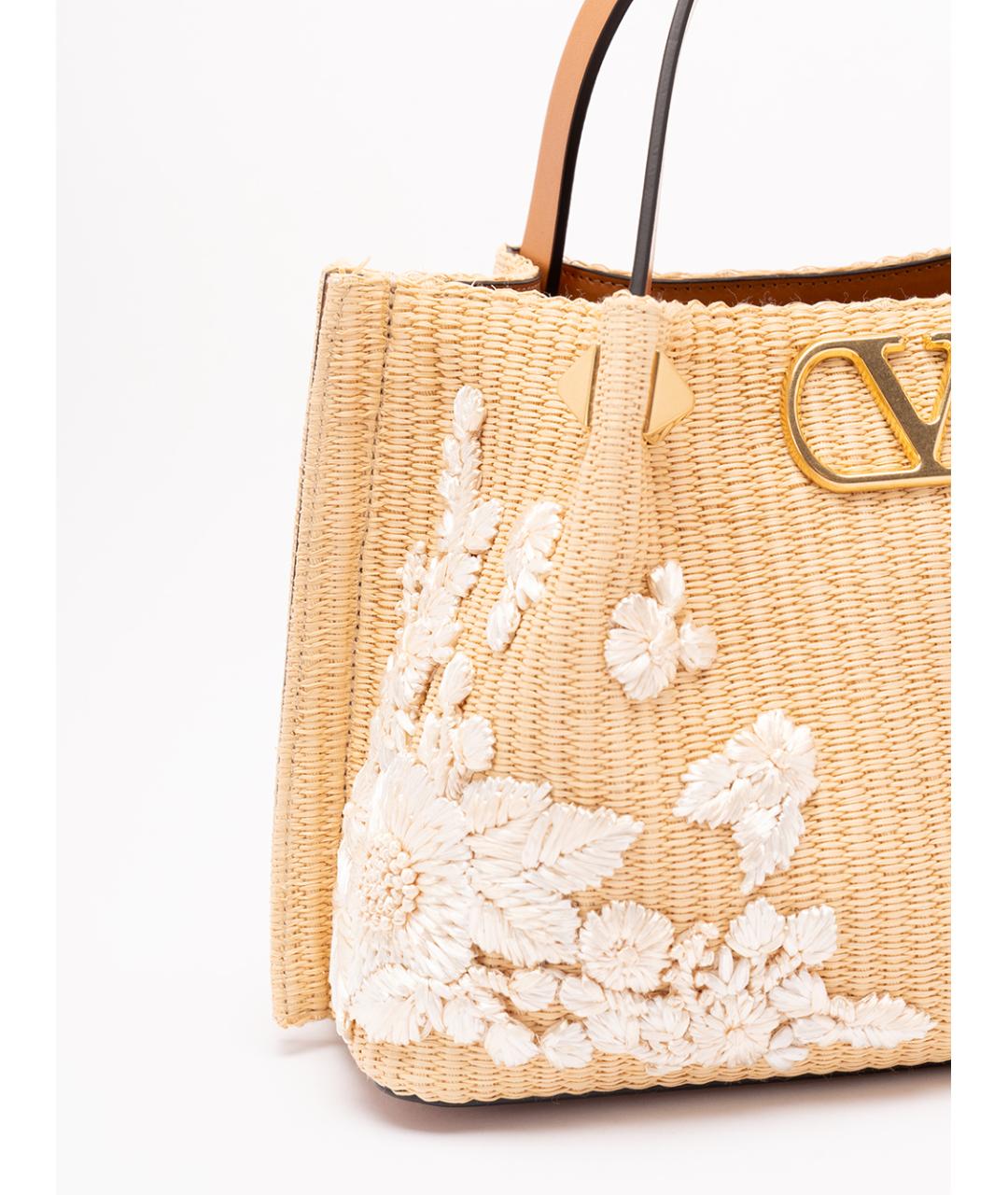 VALENTINO Бежевая пелетеная сумка тоут, фото 5