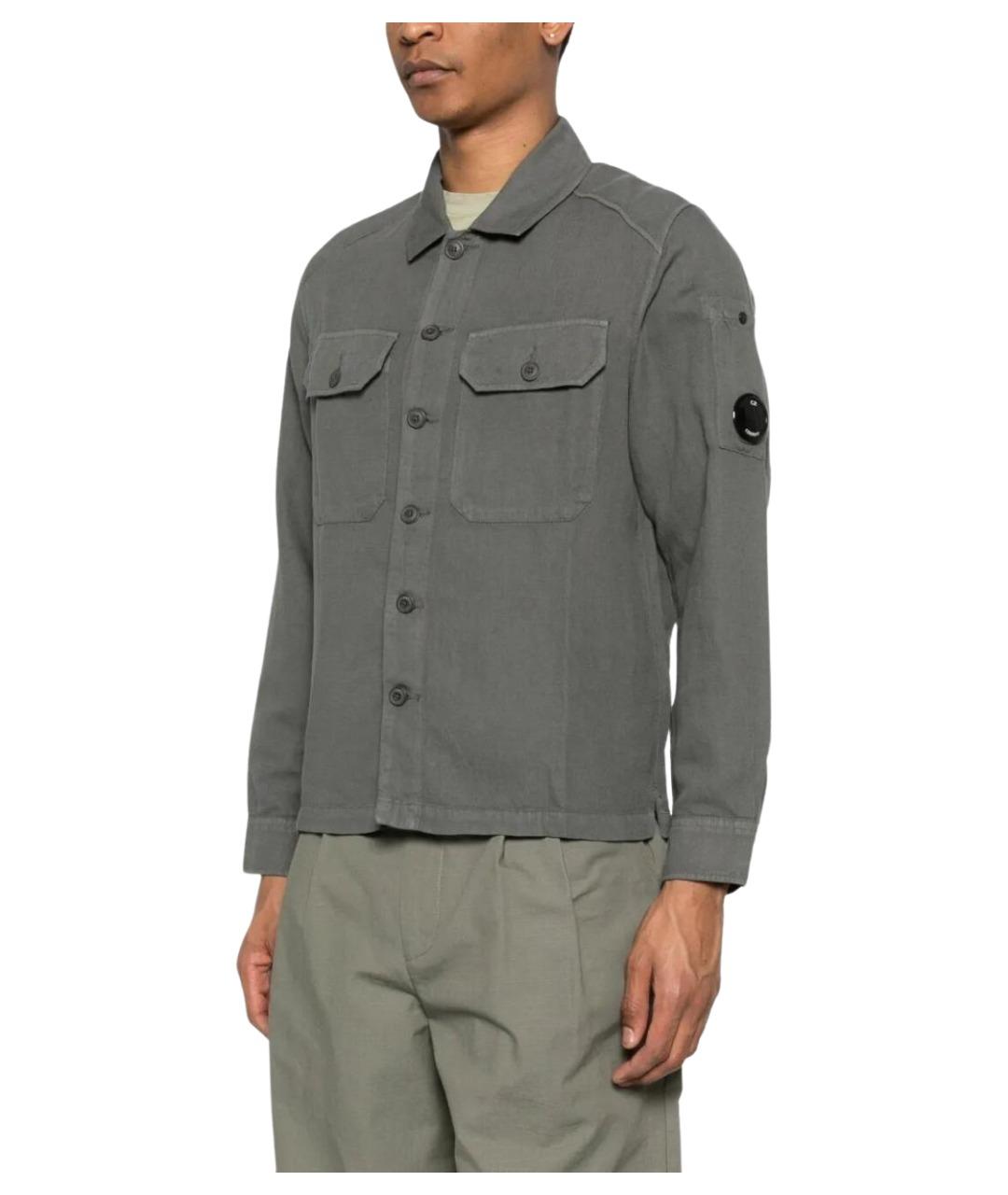 CP COMPANY Серая хлопко-лиоцелловая кэжуал рубашка, фото 3