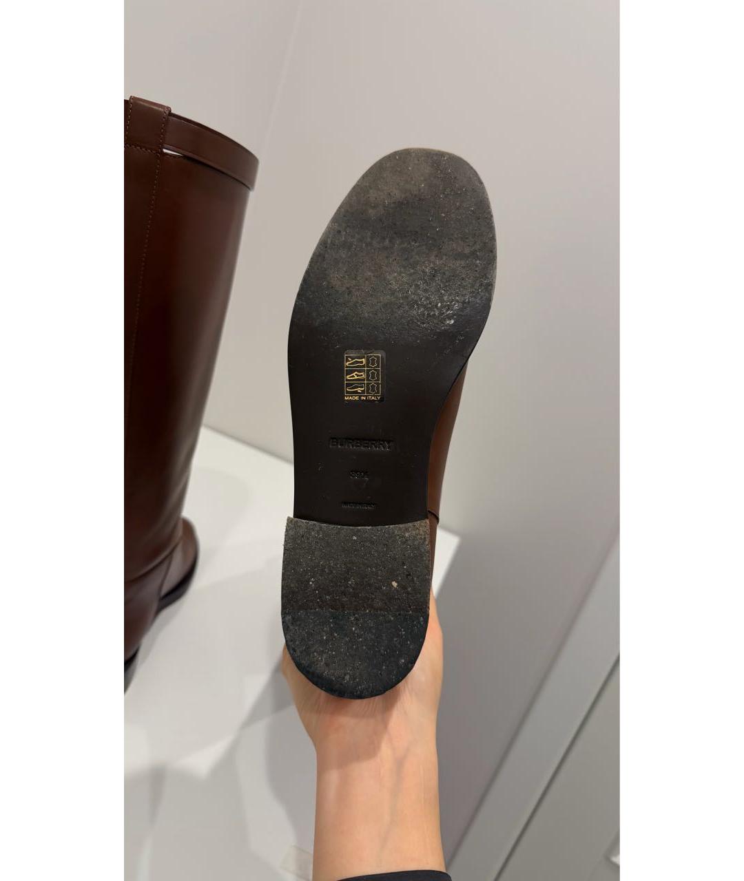 BURBERRY Коричневые кожаные сапоги, фото 8