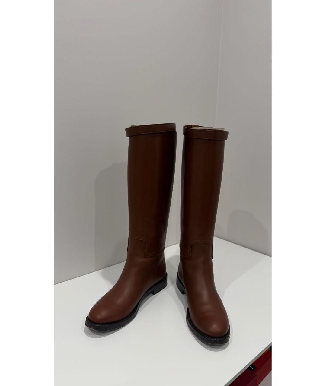 BURBERRY Коричневые кожаные сапоги, фото 2