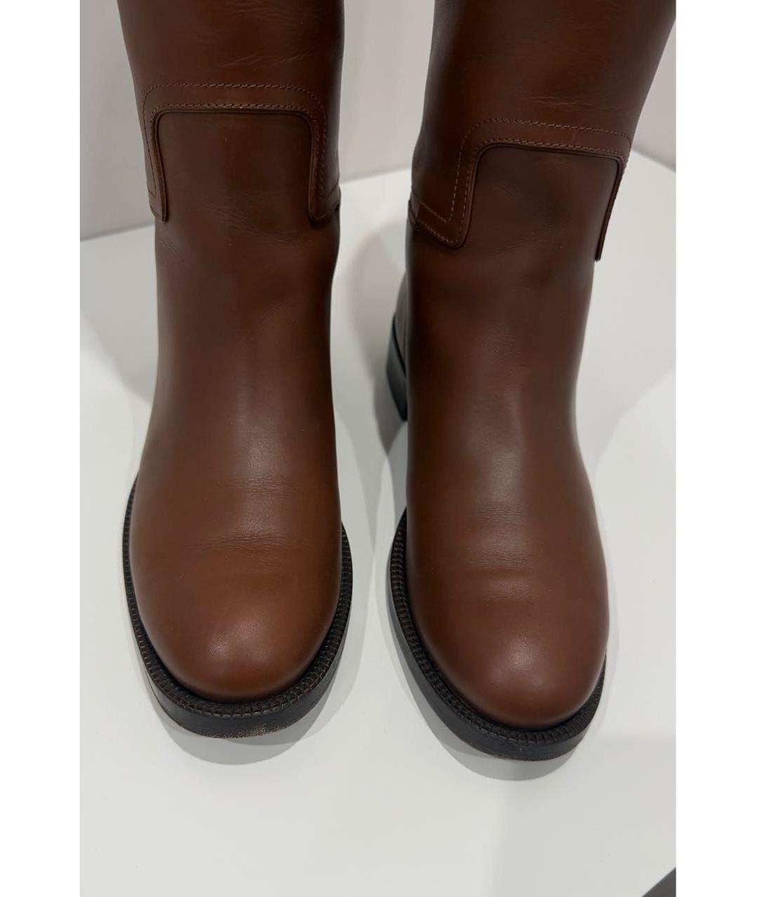 BURBERRY Коричневые кожаные сапоги, фото 3