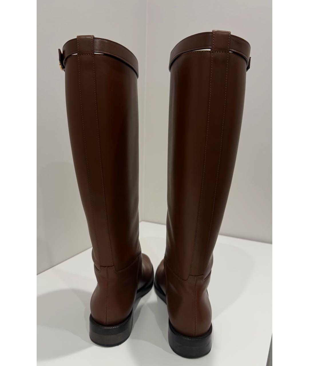 BURBERRY Коричневые кожаные сапоги, фото 4
