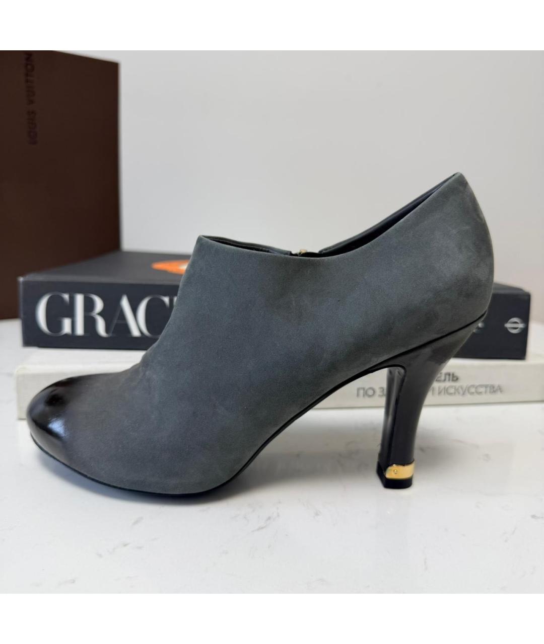 LOUIS VUITTON Серые замшевые ботильоны, фото 5