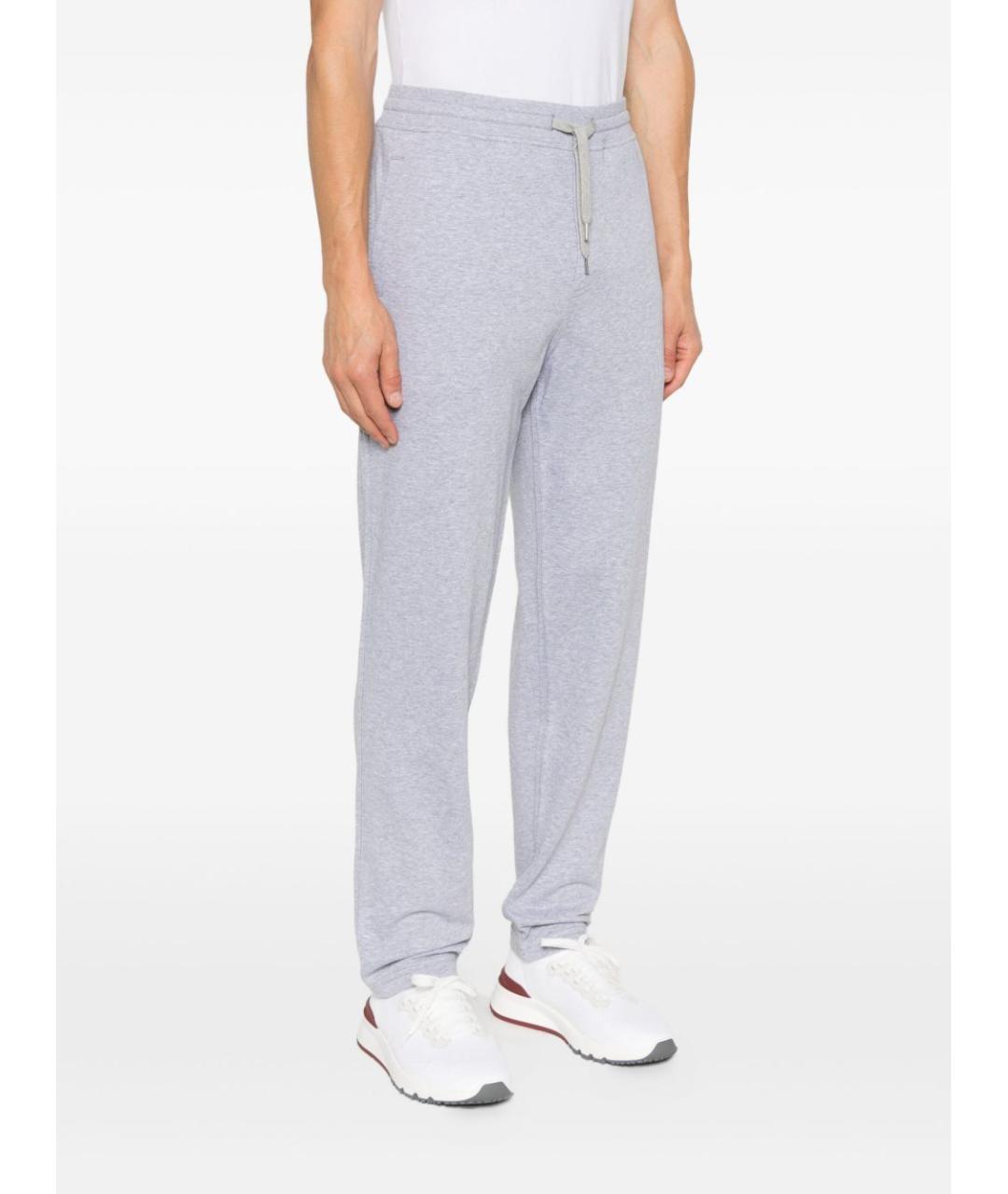 BRUNELLO CUCINELLI Серые хлопковые повседневные брюки, фото 4