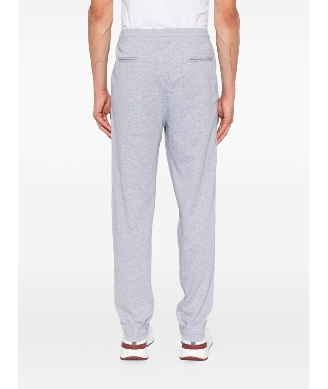 BRUNELLO CUCINELLI Серые хлопковые повседневные брюки, фото 3