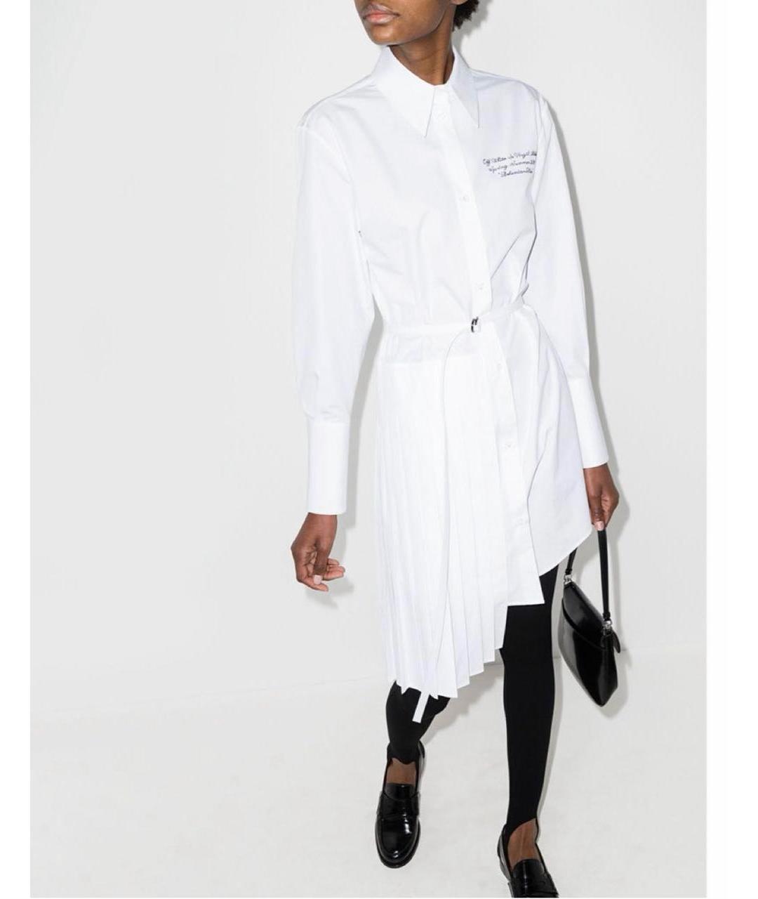 OFF-WHITE Белое хлопковое повседневное платье, фото 3