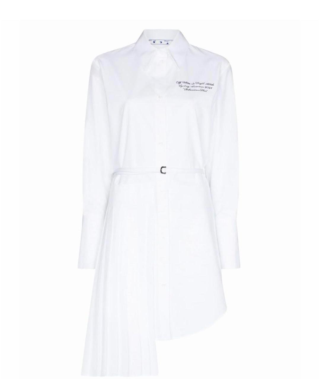 OFF-WHITE Белое хлопковое повседневное платье, фото 7