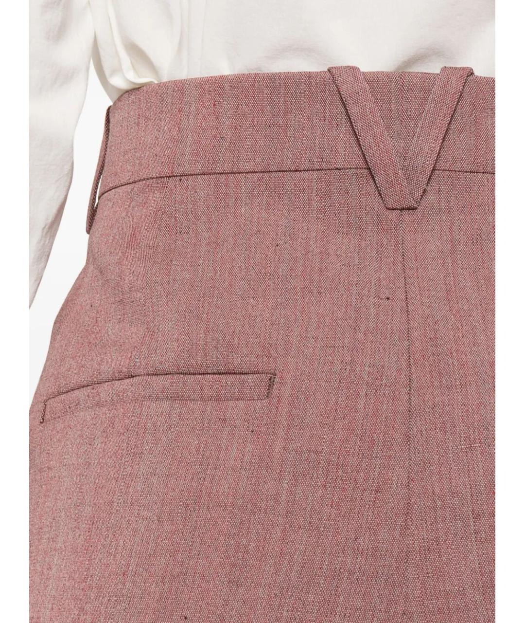 BOTTEGA VENETA Розовые шерстяные прямые брюки, фото 4