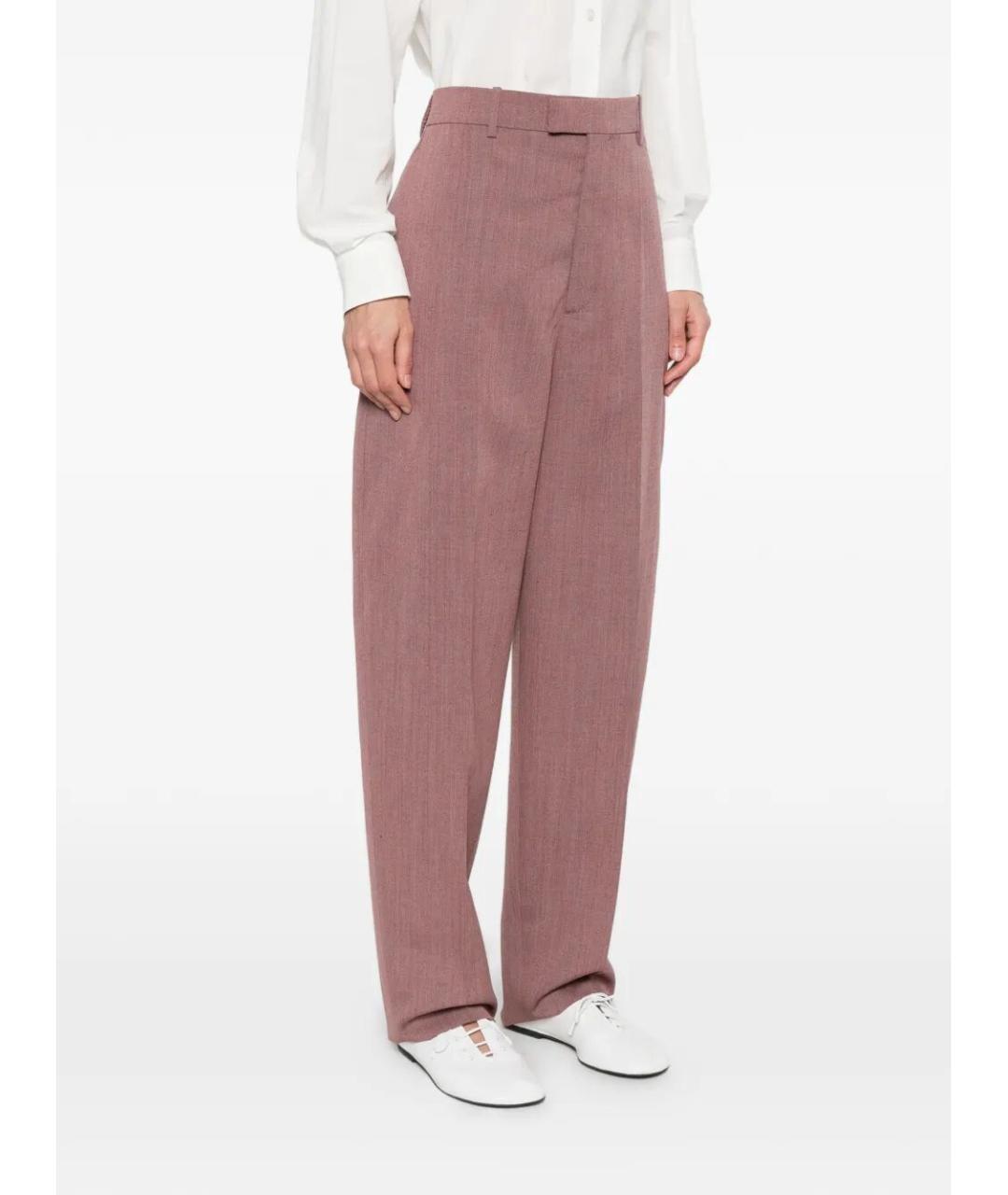BOTTEGA VENETA Розовые шерстяные прямые брюки, фото 3