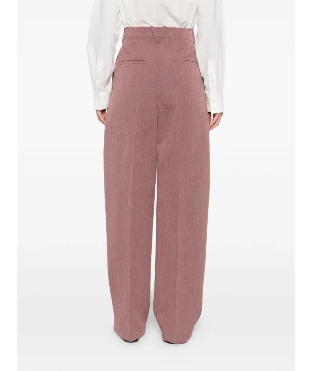 BOTTEGA VENETA Розовые шерстяные прямые брюки, фото 5