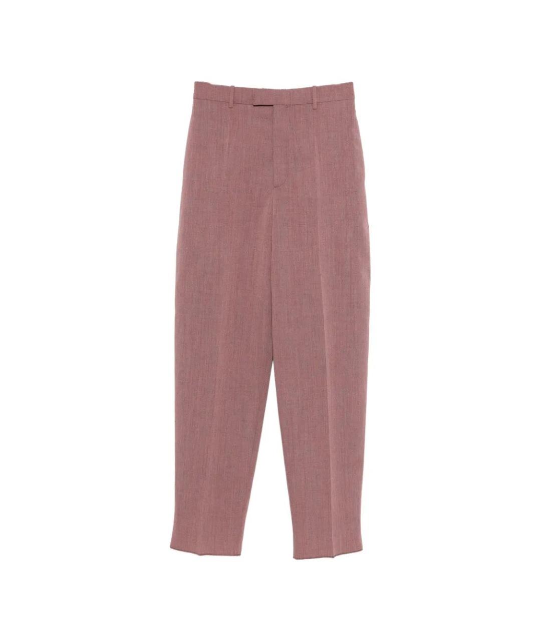 BOTTEGA VENETA Розовые шерстяные прямые брюки, фото 1
