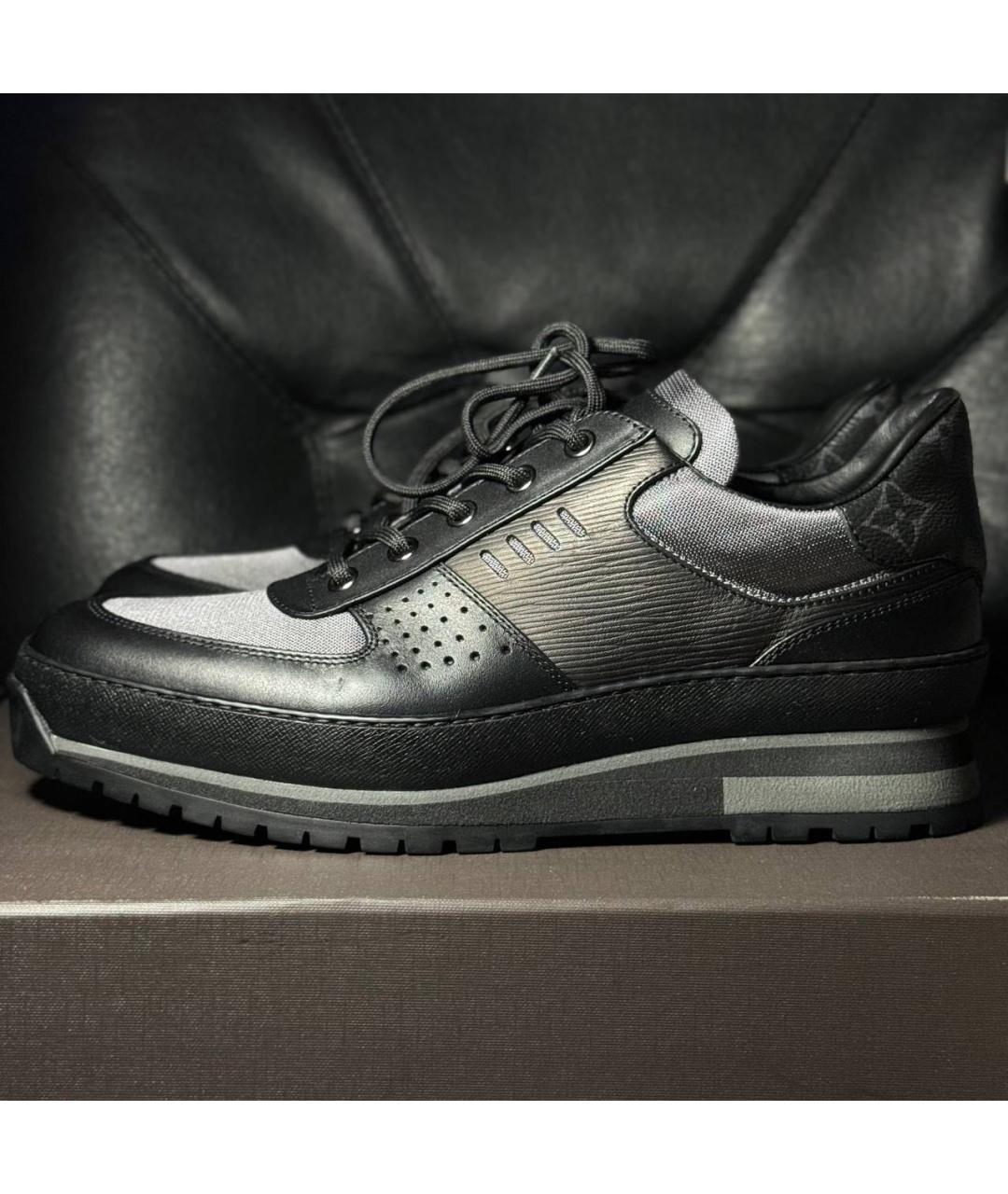 LOUIS VUITTON Черные кожаные низкие кроссовки / кеды, фото 3