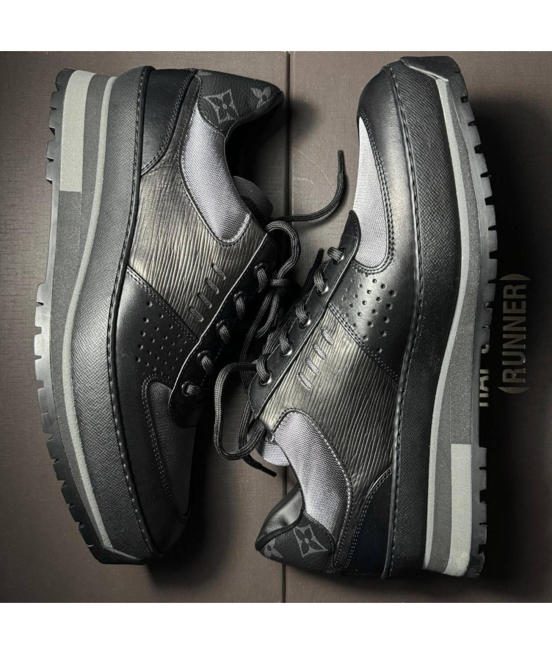 LOUIS VUITTON Черные кожаные низкие кроссовки / кеды, фото 4