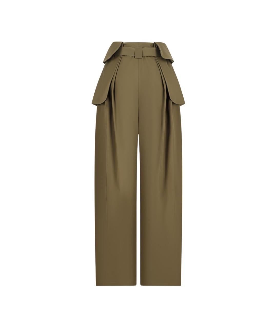 LOEWE Хаки хлопковые прямые брюки, фото 3