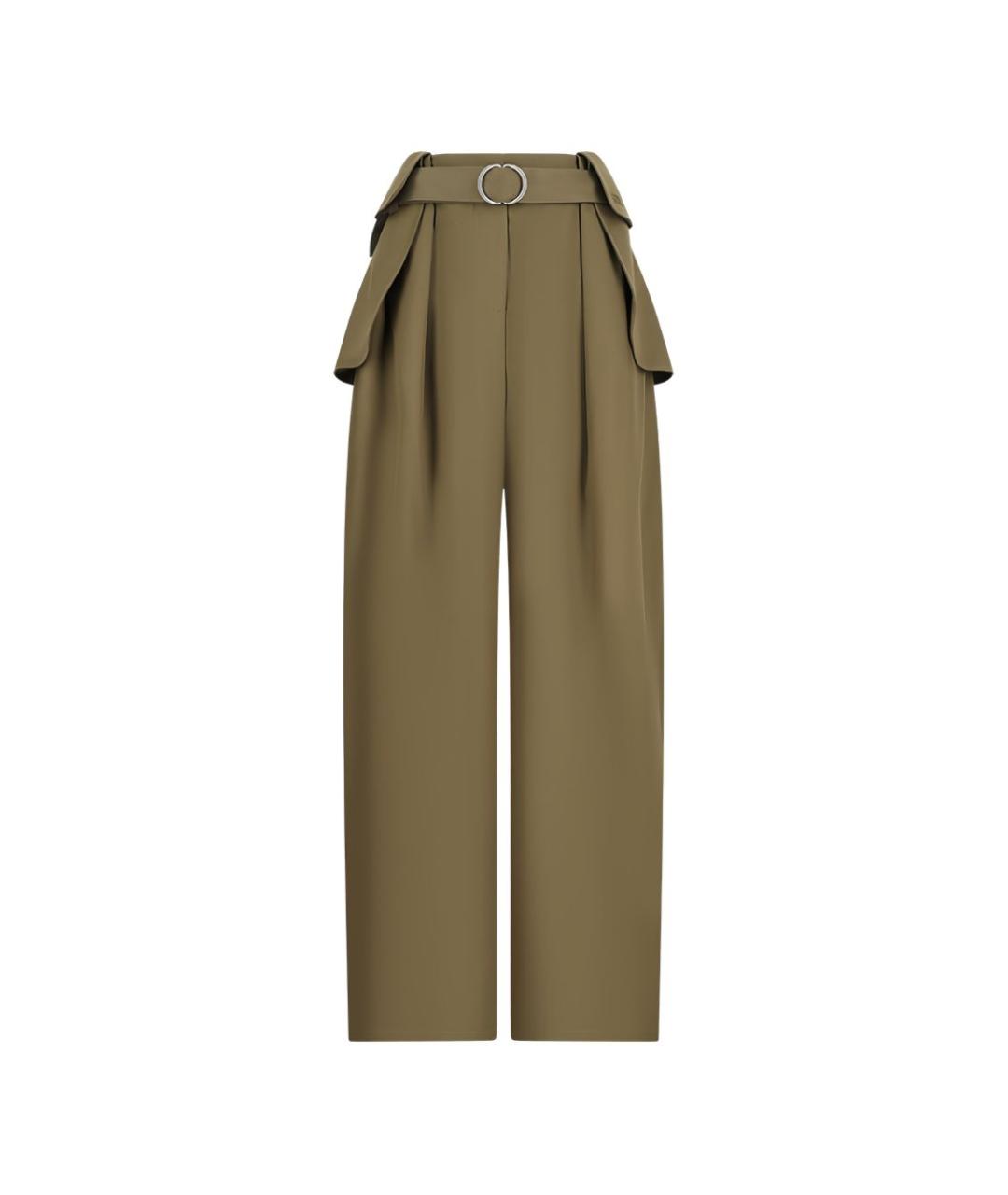 LOEWE Хаки хлопковые прямые брюки, фото 1