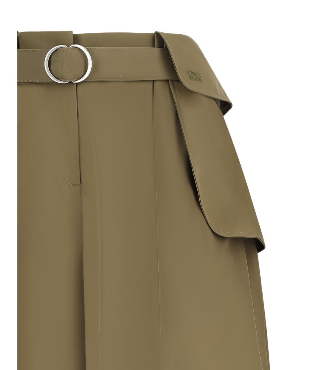 LOEWE Хаки хлопковые прямые брюки, фото 2