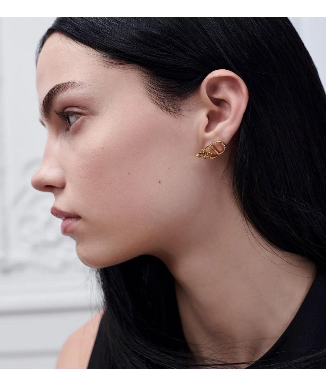 CHRISTIAN DIOR Золотые металлические серьги, фото 3