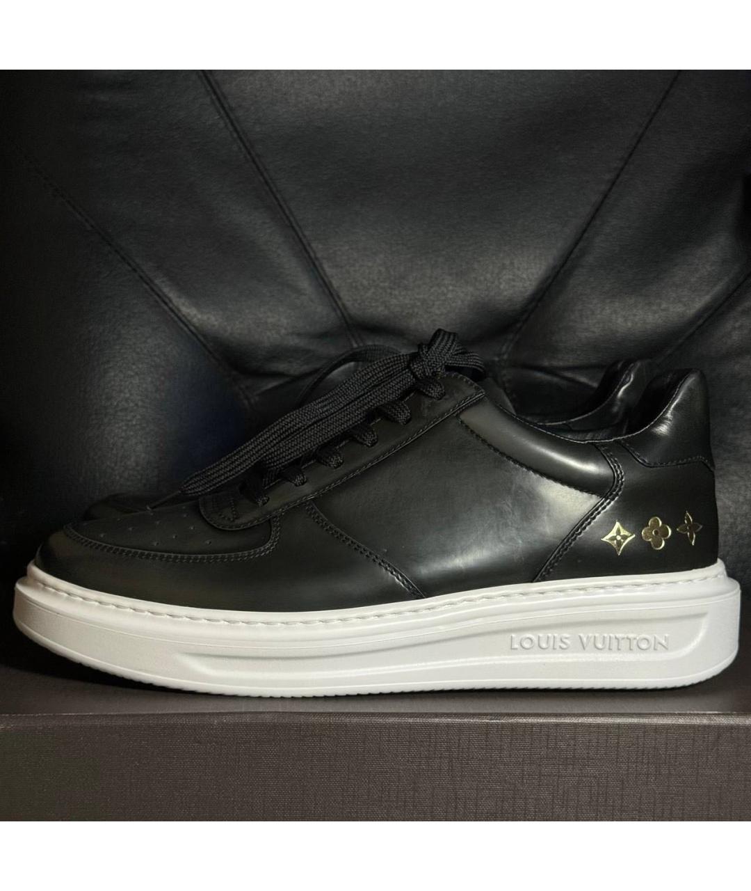 LOUIS VUITTON Черные кожаные низкие кроссовки / кеды, фото 3