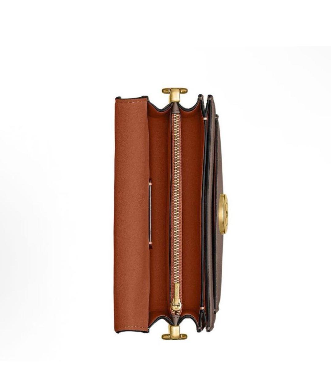 COACH Коричневая кожаная сумка с короткими ручками, фото 3