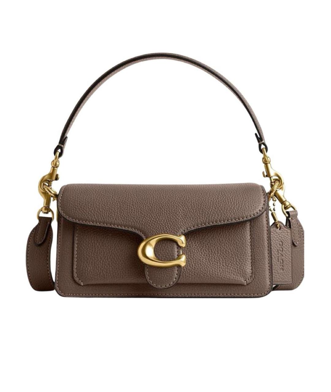 COACH Коричневая кожаная сумка с короткими ручками, фото 6