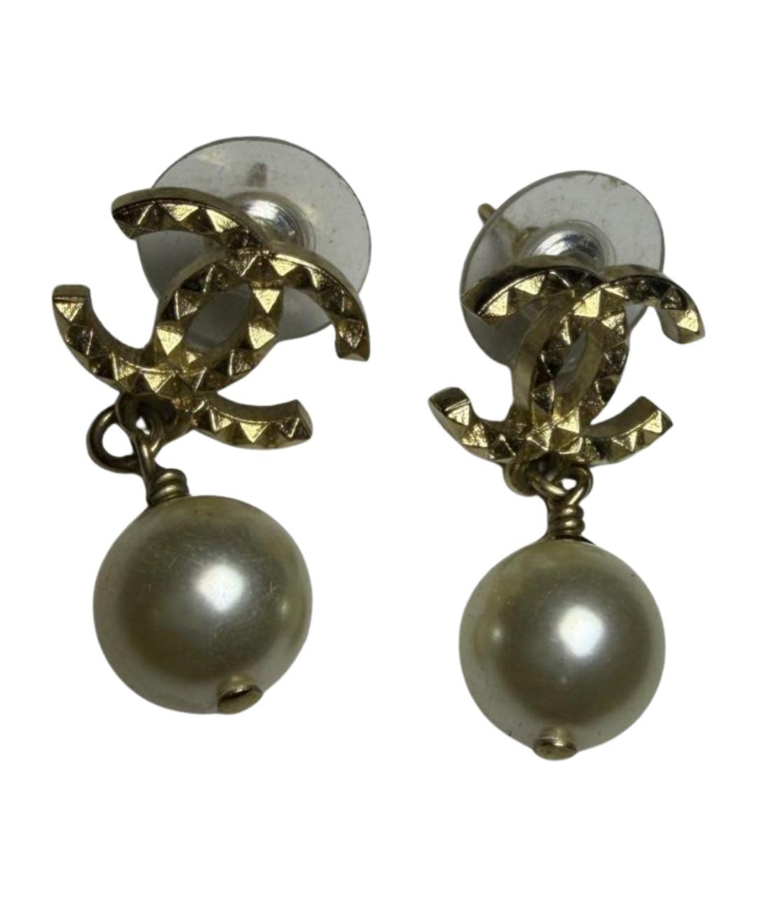 CHANEL Золотые латунные серьги, фото 1