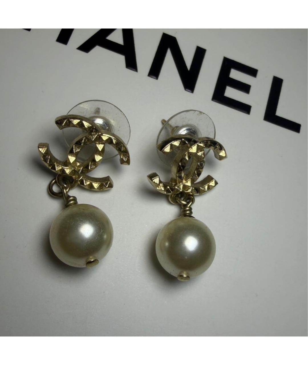 CHANEL Золотые латунные серьги, фото 3