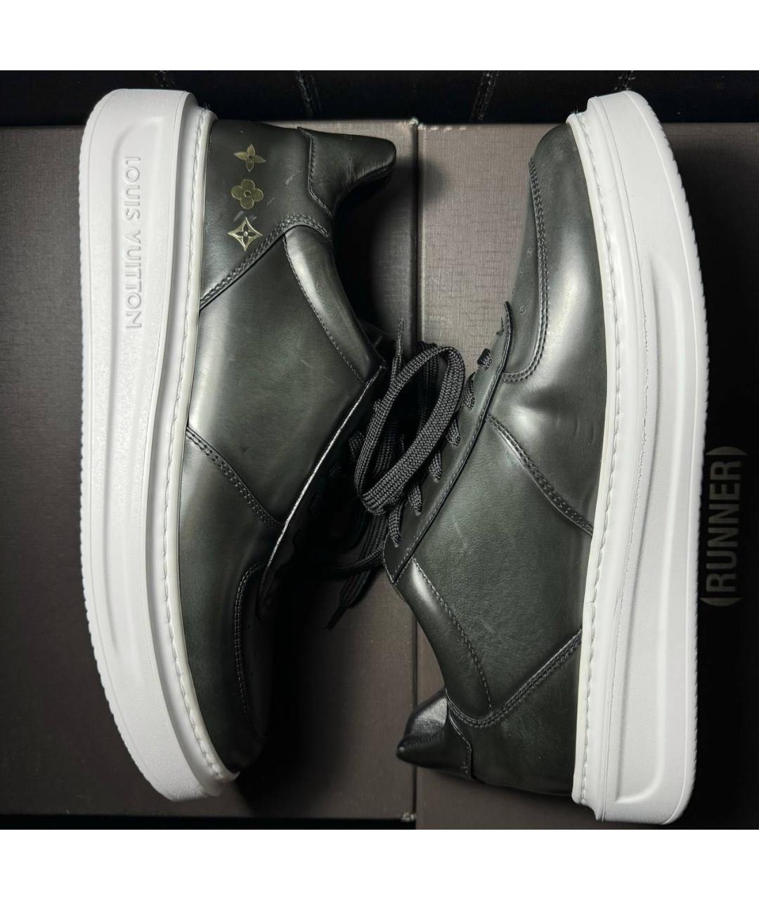 LOUIS VUITTON Черные кожаные кроссовки, фото 4