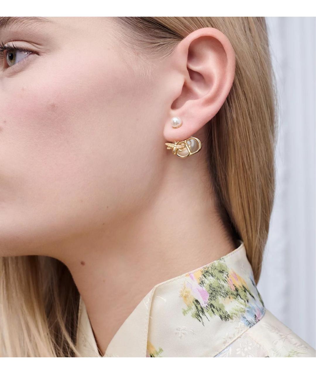 CHRISTIAN DIOR Золотые металлические серьги, фото 2