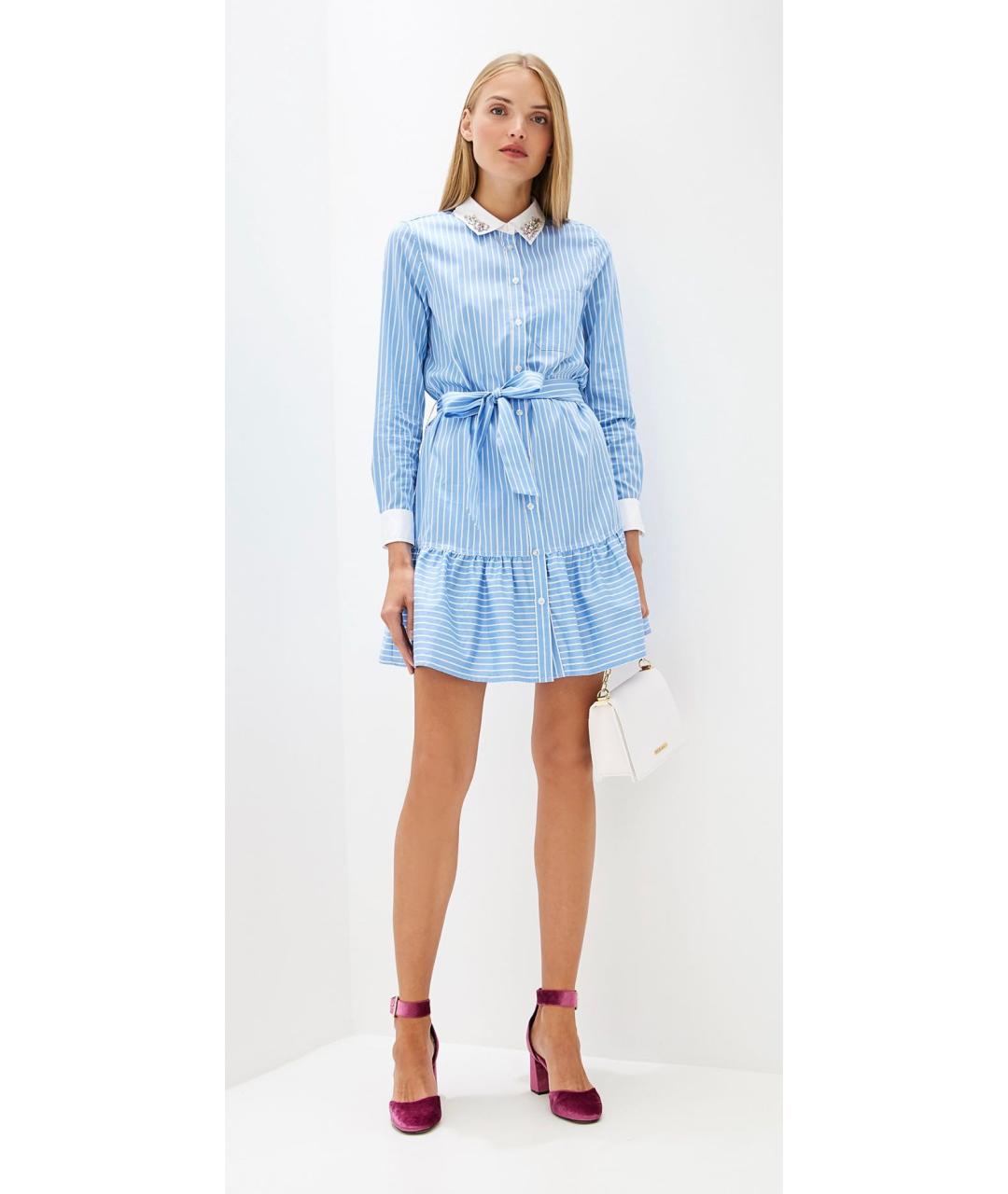 TWIN-SET Голубое хлопковое платье, фото 5