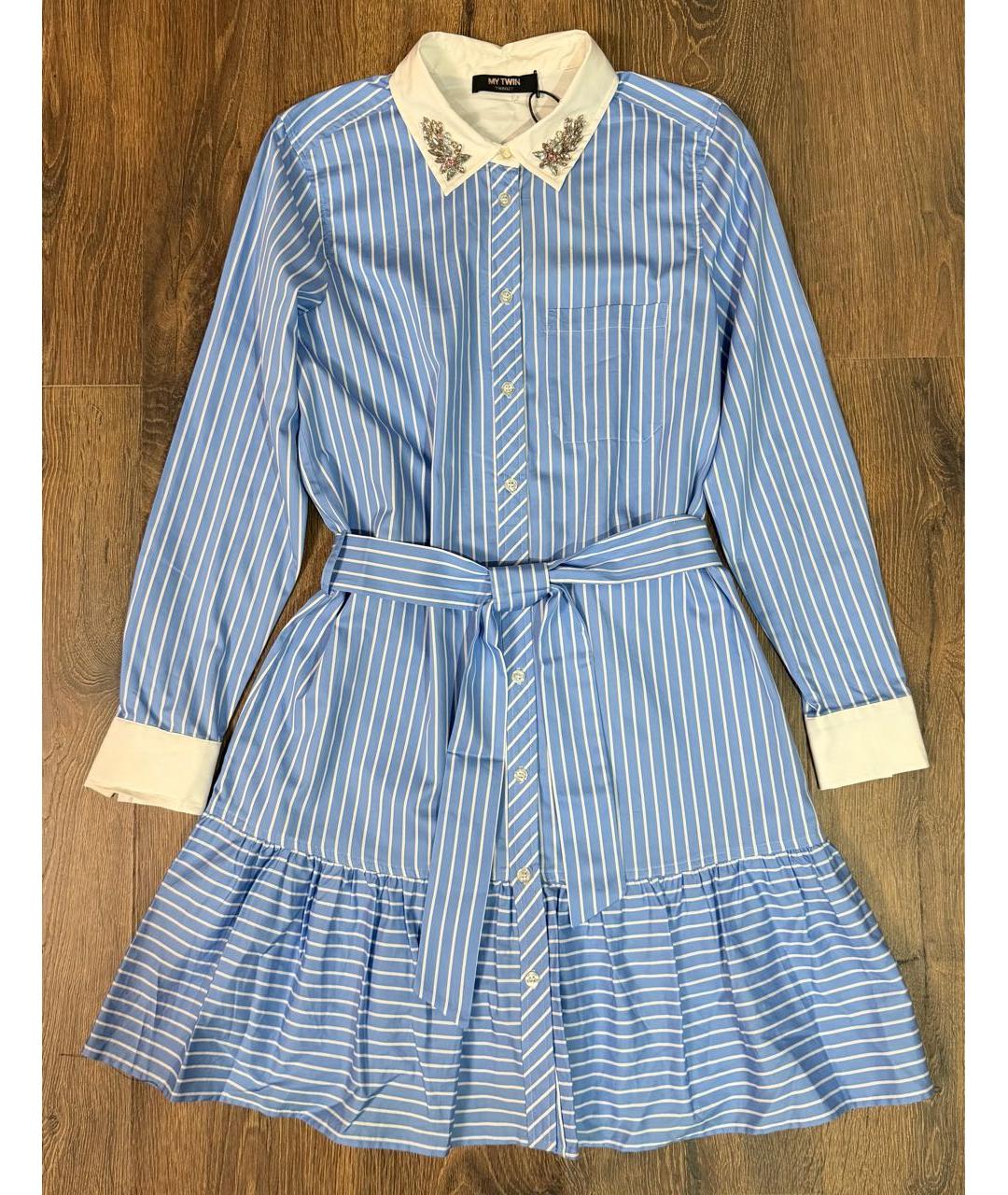 TWIN-SET Голубое хлопковое платье, фото 2