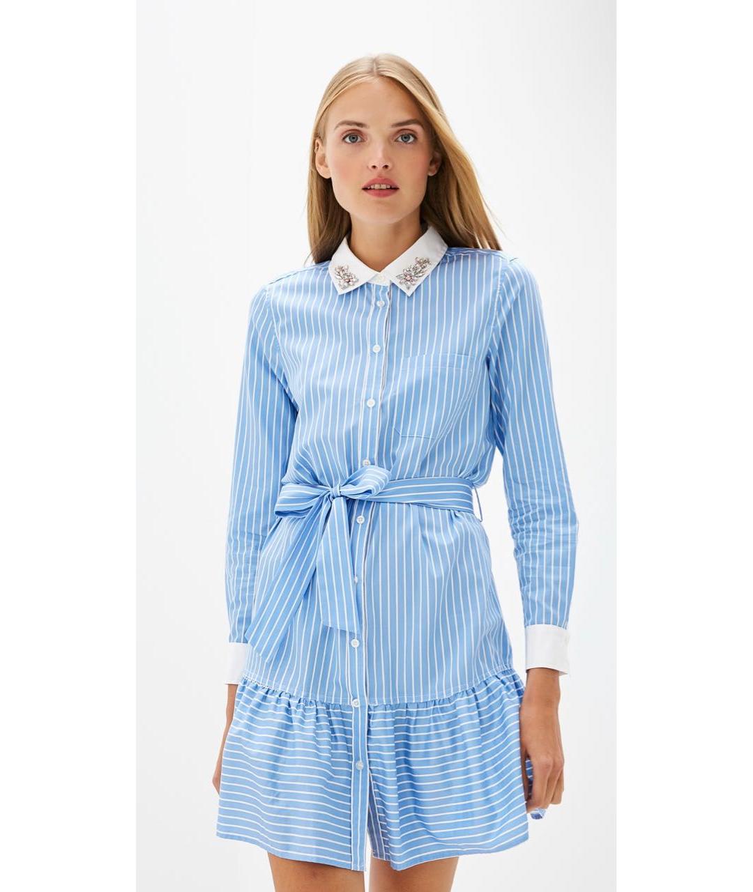 TWIN-SET Голубое хлопковое платье, фото 7