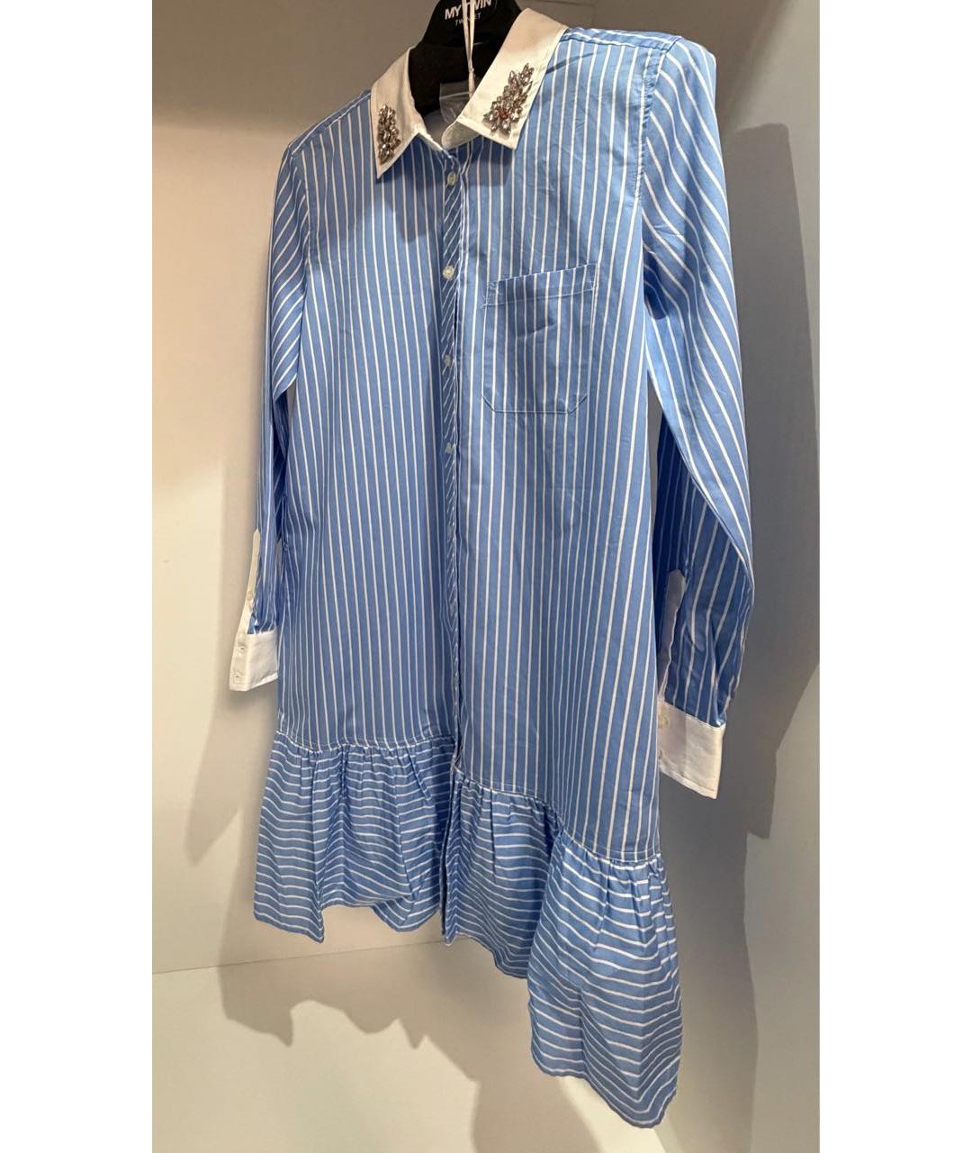 TWIN-SET Голубое хлопковое платье, фото 3
