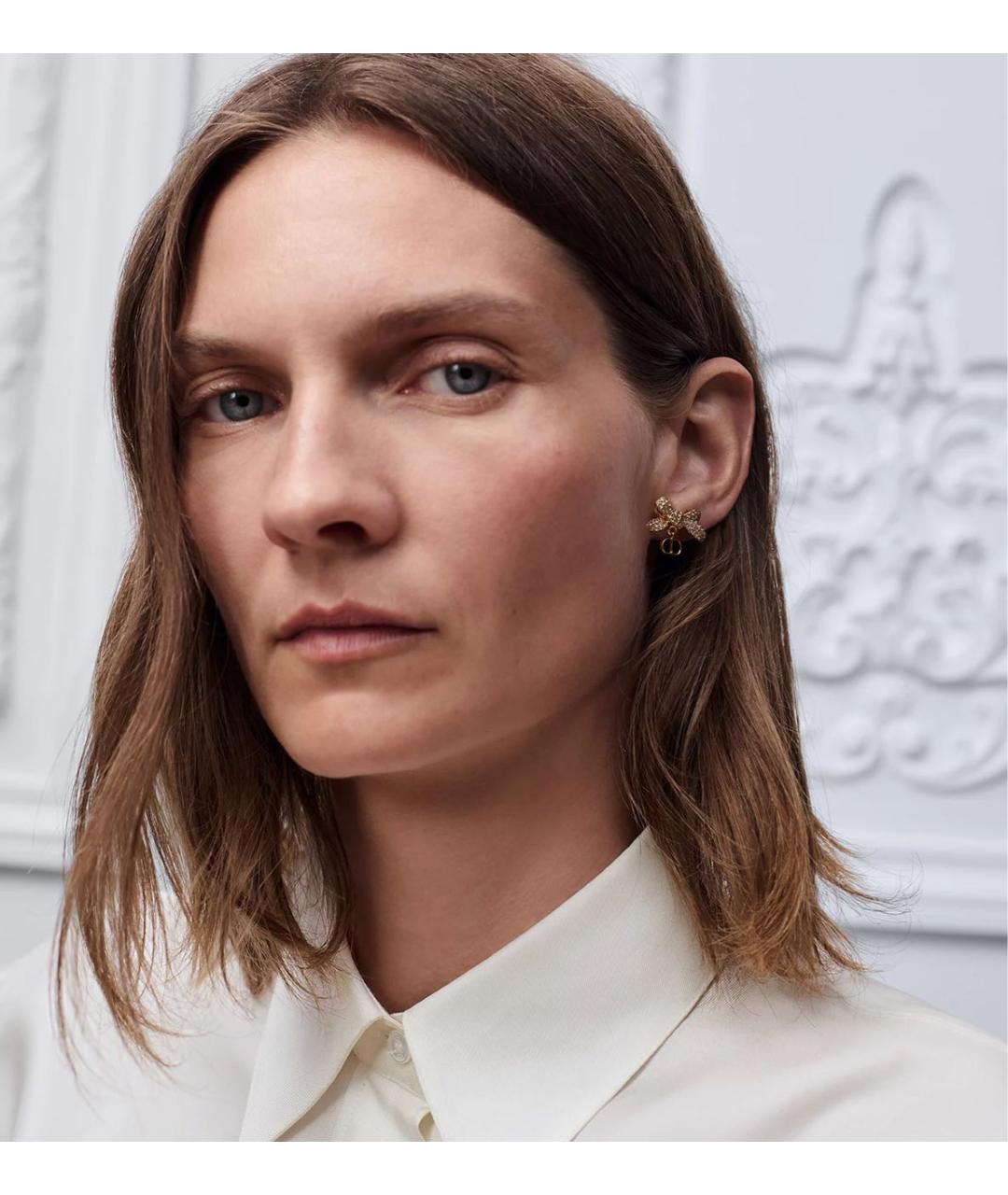 CHRISTIAN DIOR Золотые металлические серьги, фото 2