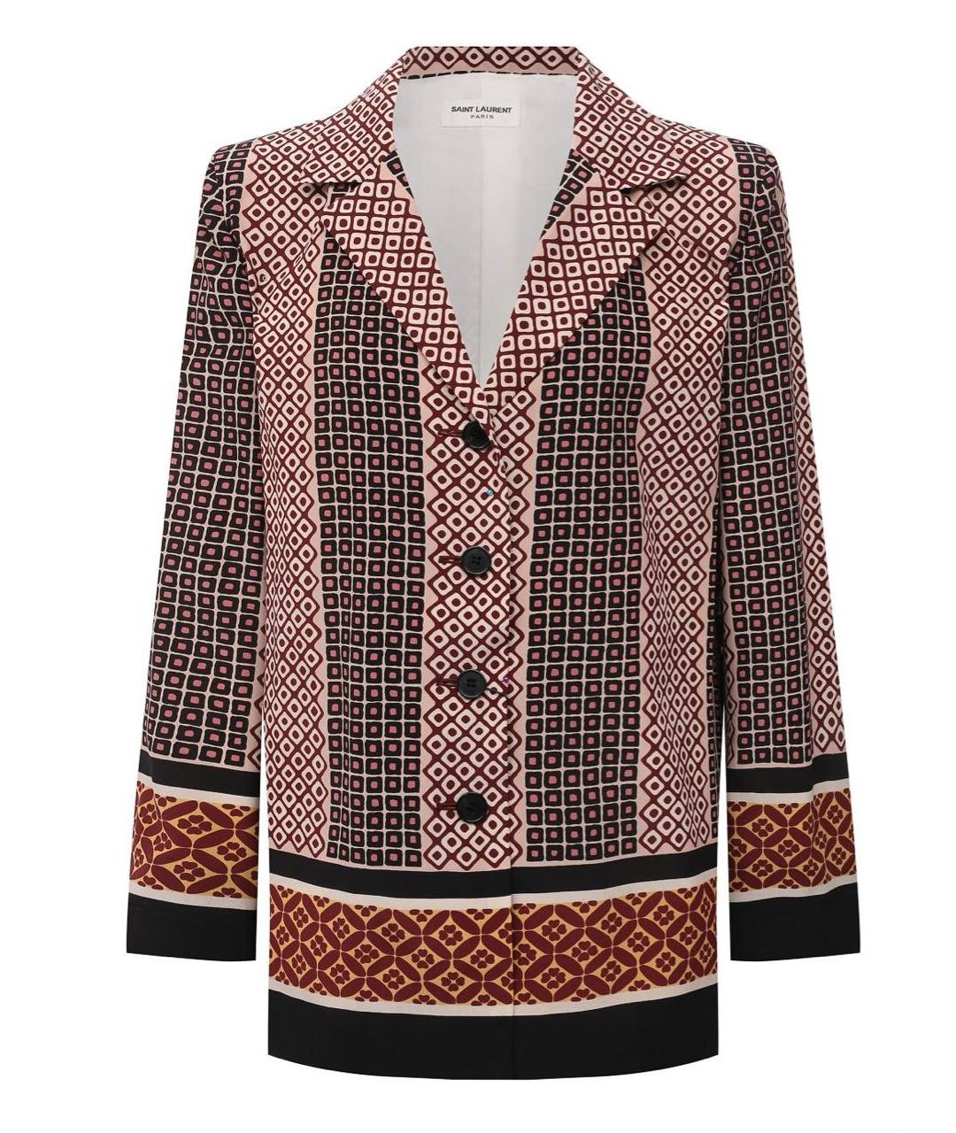 SAINT LAURENT Коричневый шелковый жакет/пиджак, фото 5