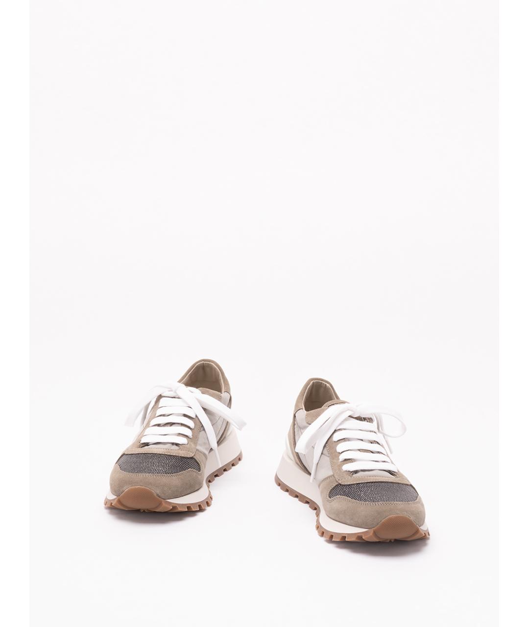 BRUNELLO CUCINELLI Хаки синтетические кроссовки, фото 2