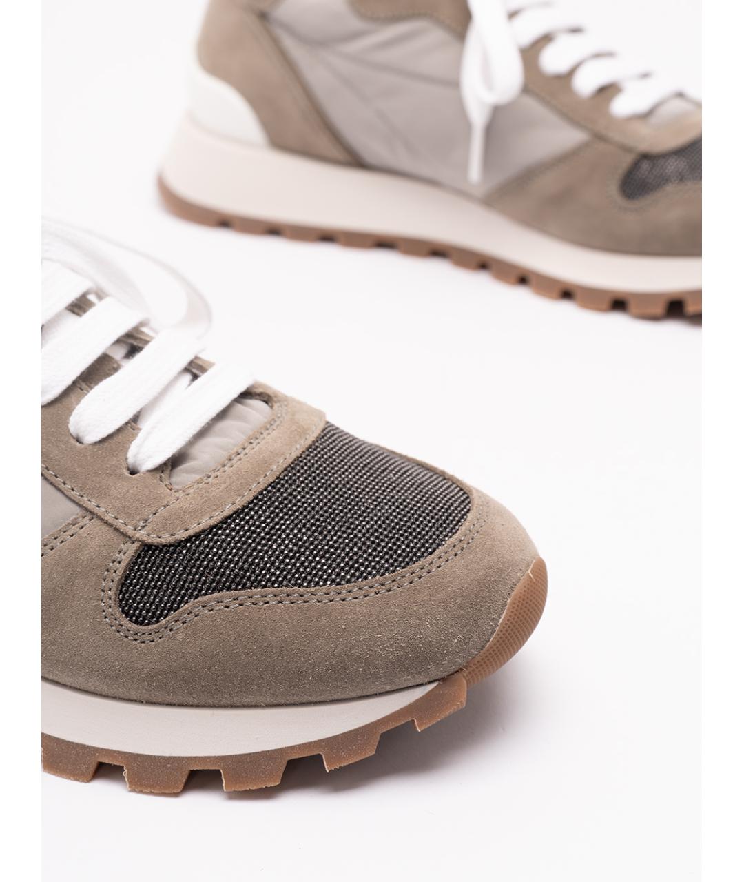 BRUNELLO CUCINELLI Хаки синтетические кроссовки, фото 5